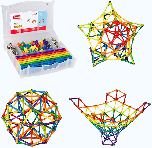 Goobi 300 Piece Construction Set Building Toy Active Play Sticks STEM Learning Creativity Imagination Children’s 3D Puzzle Educational Brain Toys for Kids Boys and Girls with with a Storage Case and an Instruction Booklet