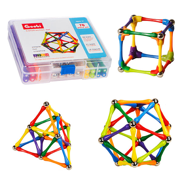 Goobi 70 Piece Construction Set Building Toy Active Play Sticks STEM Learning Creativity Imagination Children’s 3D Puzzle Educational Brain Toys for Kids Boys and Girls with Instruction Booklet