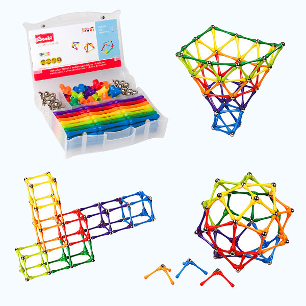 Goobi 180 Piece Construction Set Building Toy Active Play Sticks STEM Learning Creativity Imagination Children’s 3D Puzzle Educational Brain Toys for Kids Boys and Girls with with a Storage Case and an Instruction Booklet